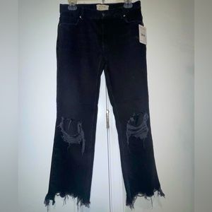 NWT FREE PEOPLE BLACK DISTRESSED JEANS